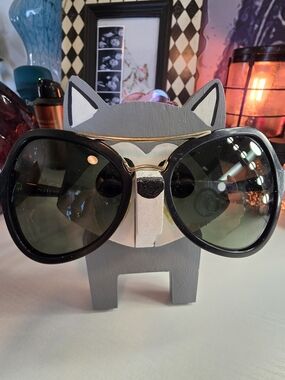 Prada Black and Gold Oversized Cat-Eye Sunglasses